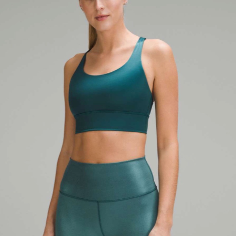 Lululemon Energy Longline Bra *Medium Support, B-D Cups Foil Storm Teal Size 10